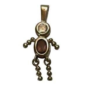 Boy Figure Pendant Womens Silver 925 Articulated Purple Stone February Mother